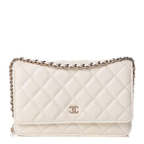 chanel white quilted wallet